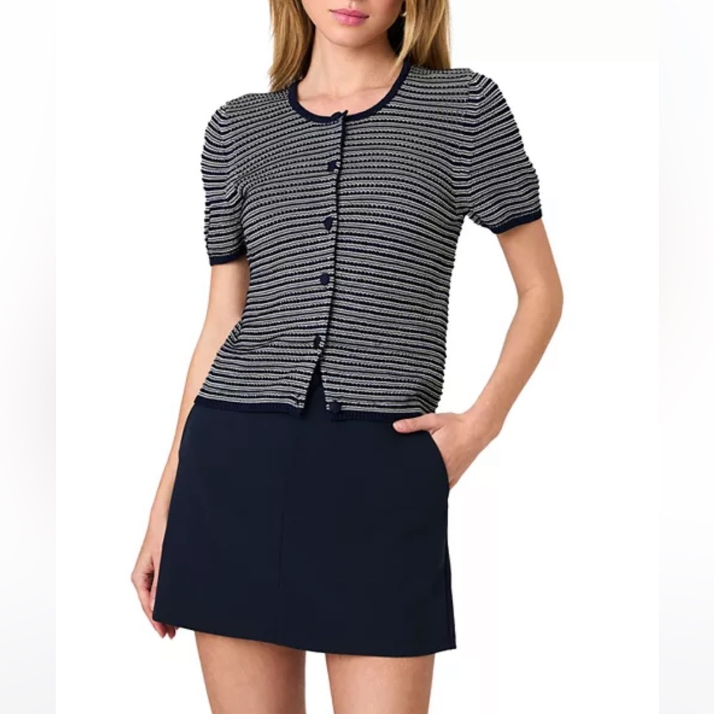 French Connection Black and White Striped Blouse